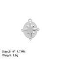 Silver stainless steel oval North Star pendant, 21.8x17.7mm jewelry finding for DIY charms - Eight-Pointed Star / Steel