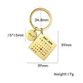 Llavero de calendario personalizado de acero inoxidable dorado con dije de corazón - Fecha Cuadrada Y Redonda / Dorado