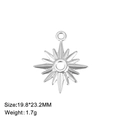 Silver stainless steel eight-pointed star pendant measuring 19.8x23.2mm and weighing 1.7g - Sun Four-Pointed Star / Steel