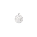 Round silver spiral swirl pendant in stainless steel for DIY jewelry making and crafts - Spiral Ring / Silver
