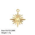 Golden 304 stainless steel eight-pointed star pendant measuring 19.8x23.2mm and 1.7g - Sun Four-Pointed Star / Gold