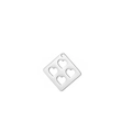 Polished silver square charm with heart cutouts for DIY jewelry making accessories - Silver