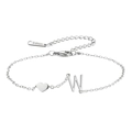 Silbernes Edelstahlarmband mit Herzanhänger und Buchstaben W Charm für Damen - Buchstabe W - Stahlfarbe