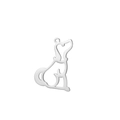 Minimalist silver dachshund dog charm pendant made of stainless steel with cutout design - Steel Color Puppy