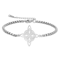 Silver stainless steel box chain bracelet featuring a Celtic knot charm with lobster clasp - Box Chain / Steel
