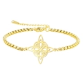 Golden stainless steel bracelet with a Celtic knot charm and round box chain detail - Box Chain / Gold