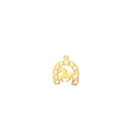 Golden horseshoe charm with running horse engraving for DIY jewelry making - Gold Horseshoe