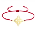 Minimalist red cord bracelet with a golden Celtic knot charm and adjustable slide knot - Red Adjustable Jade Cord / Steel
