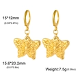 Orecchini a farfalla in acciaio al titanio placcati oro 18K con trame sulle ali - Farfalla / Oro