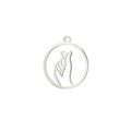 Silver hollow heart gesture pendant in high-quality 18K gold plated titanium steel - Silver Finger Heart