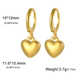 Pendientes de corazón en acero de titanio dorado, medidas 15x12mm y peso de 3,7g - Corazón Pulido / Dorado
