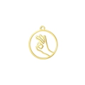 18K gold titanium steel circular pendant featuring a hollow heart hand gesture design - Gold OK Gesture