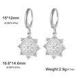Pendientes de brújula de estrella de plata vintage en acero de titanio con cierre - Estrella de ocho puntas / Color acero