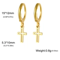 Boucles d'oreilles créoles dorées en acier inoxydable avec pendentifs croix évidés - Croix Ajourée / Or