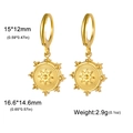 Pendientes de brújula vintage bañados en oro de 18K, tamaño 15x12mm, peso de 2,9g - Estrella de ocho puntas / Dorado