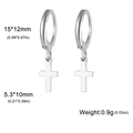 Créoles élégantes en acier inoxydable argenté avec pendentifs croix pour un look épuré - Croix Pleine / Acier