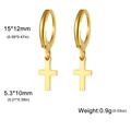 Boucles d'oreilles créoles dorées en acier inoxydable avec pendentifs croix polie - Croix Pleine / Or