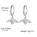 Pendientes colgantes de corazón alado en plata de ley S925 con acabado pulido elegante - Ángel con Corazón / Color acero