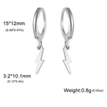 Boucles d'oreilles créoles en acier inoxydable argenté avec pendentif éclair poli - Éclair / Acier