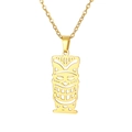 Goldene 304 Edelstahlkette mit hohl geschnittenem polynesischem Tiki-Masken-Anhänger - Männliche Clownmaske / Gold