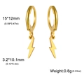 Boucles d'oreilles créoles éclair en acier inoxydable doré avec dimensions précises - Éclair / Or