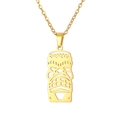 Polynesischer Tiki-Masken-Anhänger an einer zarten vergoldeten Edelstahlkette - Female Clown Mask / Gold
