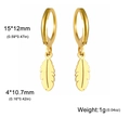 Boucles d'oreilles créoles dorées en acier avec pendentifs plume et dimensions - Plume / Or