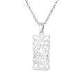 Collier en acier inoxydable argenté avec pendentif masque tribal et design Tiki creux - Granny Clown Mask / Acier