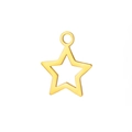 Polished 18K gold plated stainless steel hollow star pendant with integrated loop - Hollow Star / Gold