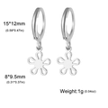 Boucles d'oreilles créoles en acier inoxydable argenté avec pendentifs fleurs évidées - Fleur / Acier