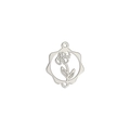 Silver stainless steel birthday month flower pendant with hollow iris floral design - Steel Color Iris