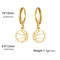 Boucles d'oreilles créoles dorées avec pendentif basketball et dimensions précises - Basketball / Or