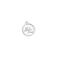 Polished silver 304 stainless steel lotus flower pendant for DIY bracelet making - Steel Round Lotus