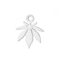 Polished silver stainless steel seven-leaf pendant with integrated bail for DIY jewelry - Maple Leaf / Steel