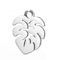 Polished silver monstera leaf pendant charm made of high quality stainless steel for DIY - Leaf / Steel