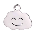 Polished silver smiley cloud pendant in stainless steel for DIY jewelry making - White Clouds / Steel