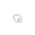 Pendentif cœur en acier inoxydable poli avec motif lotus évidé en finition argentée - Lotus Cœur Argenté