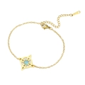 Goldenes Edelstahl-Armband mit keltischem Knoten, blauem Stein und Mondsichel-Anhänger - Stil 1-Stern Hohl / Goldene Gliederkette