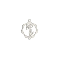 Pendentif fleur en acier inoxydable argenté avec fleur ajourée et double anneau - Couleur Acier Narcisse