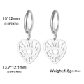 Silver hollow heart hoop earrings featuring an evil eye cutout design for women - Evil Eye Heart - Steel
