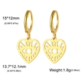 Golden heart earrings with hollow evil eye design and huggie hoop style for women - Evil Eye Heart - Gold