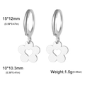 Silver stainless steel hoop earrings with heart-shaped flower charms for women - Heart Flower - Steel