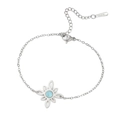 Silbernes Keltenknoten-Armband mit hellblauem Stein und Mondsichel-Anhänger aus Stahl - Stil 3-Sonnenblume Hohl / Kreuzkette Silber