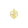 Pendentif circulaire en acier inoxydable doré avec motif floral de perce-neige ajouré - Couleur Or Houx