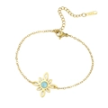 Goldenes Armband mit keltischem Knoten, Sonnenblume und blauem Stein auf Doppellette - Stil 3-Sonnenblume Hohl / Goldene Gliederkette
