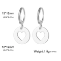 Boucles d'oreilles créoles en acier avec pendentif cœur ajouré, taille 15x12mm - Cœur Creux Rond - Acier