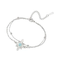 Silbernes Edelstahl-Doppelkettenarmband mit Keltenblumen-Anhänger und blauem Stein - Stil 3-Sonnenblume Hohl / Doppellagige Kette Silber
