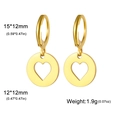 Boucles d'oreilles créoles dorées en acier inoxydable avec pendentif cœur ajouré - Cœur Creux Rond - Or