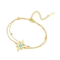 Goldenes Hexenknoten Doppelarmband mit blauem Stein und Mondsichel Anhänger - Stil 3-Sonnenblume Hohl / Doppellagige Kette Gold