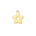 Pendentif fleur à cinq pétales en acier doré 304 avec détail étoile ajouré et anneau - Or Fleur à Cinq Pétales Simple Trou